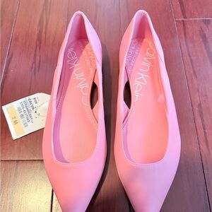 Calvin Klein Pink Pointed-Toe Leather Flats